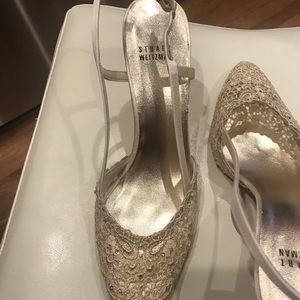 Stuart Weitzman gold Swiss lace